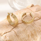 Cast Pearl Geometric Stud Earrings — 18K Gold Plated Titanium Steel