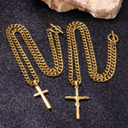 Stainless Steel Cross Pendant Necklace — Punk Hip-Hop Men