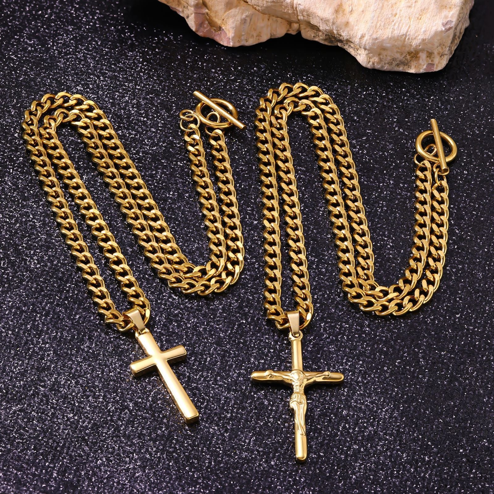 Stainless Steel Cross Pendant Necklace — Punk Hip-Hop Men