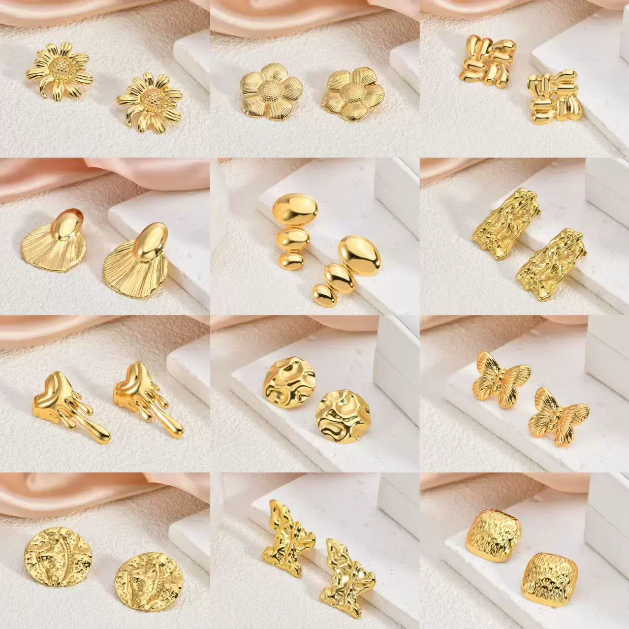 Geometric Irregular Stud Earrings — 18K Gold Plated Titanium Steel