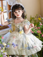 Girls Summer Wizard of Oz Lolita Princess Dress — Fluffy Puff Sleeveless Party Gown for Kids