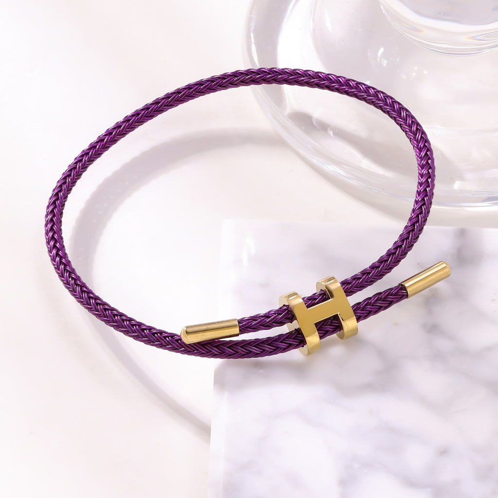 3mm H-Link Steel Wire Rope Bracelet — Adjustable 3D Gold Plated Titanium Steel