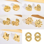 304 Stainless Steel Oil-Pressed Stud Earrings — Retro Irregular Geometric