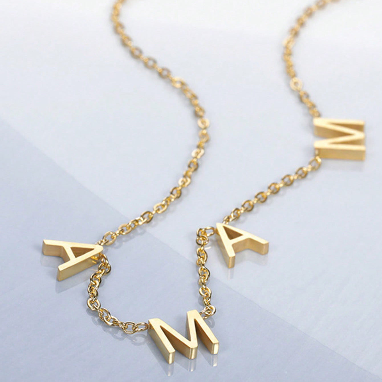 MAMA Letter Lock Clavicle Necklace — 18K Gold 304 Stainless Steel