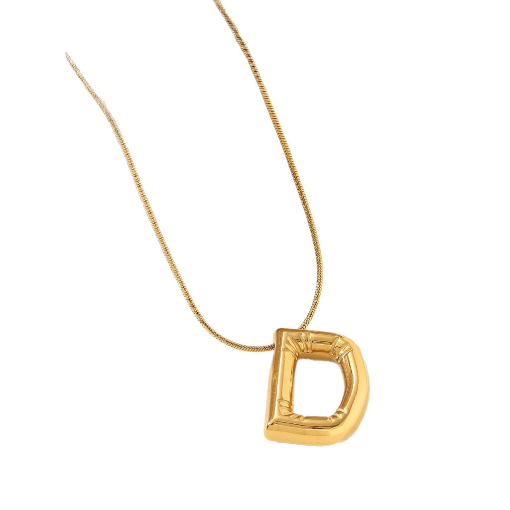 26 Letter Pendant Necklace — 18K Gold Plated Stainless Steel Snake Chain