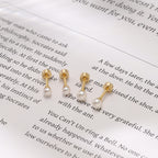 Mini Pearl Screw 304 Stainless Steel Stud Earrings — Real Gold Plated
