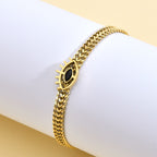 Gold Plated Evil Eye Bracelet & Necklace — Black Diamond Stainless Steel