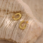 Geometric Hammered Irregular Stainless Steel Earrings — Niche Minimalist