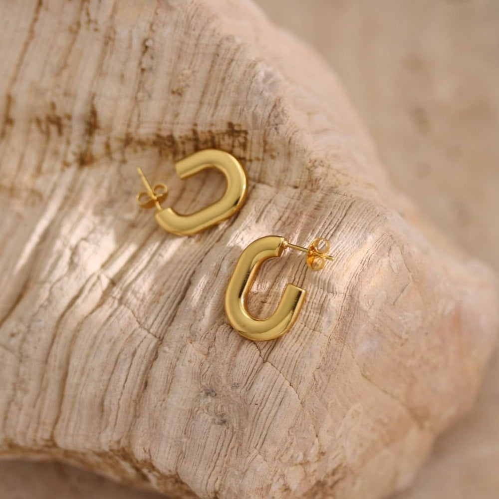 Geometric Hammered Irregular Stainless Steel Earrings — Niche Minimalist