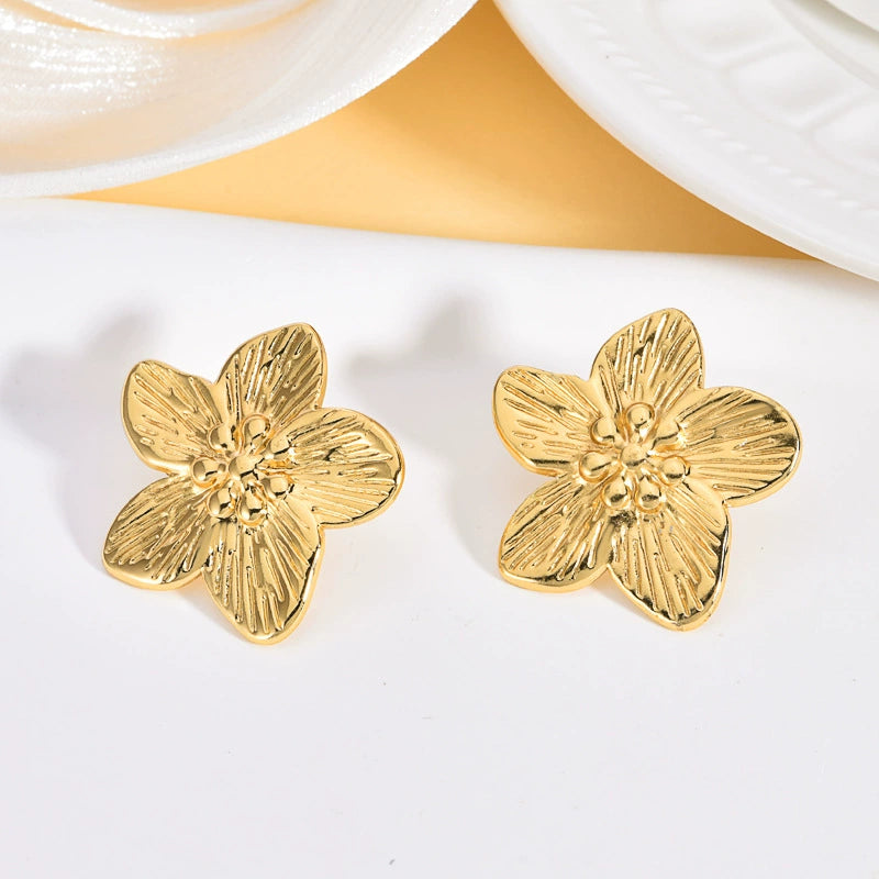304 Stainless Steel Oil-Pressed Stud Earrings — Retro Irregular Geometric