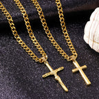 Stainless Steel Cross Pendant Necklace — Punk Hip-Hop Men