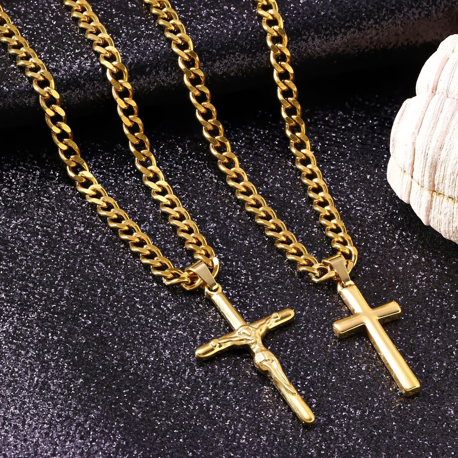 Stainless Steel Cross Pendant Necklace — Punk Hip-Hop Men