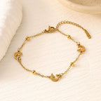 Star Moon Heart Clover Titanium Steel Bracelet — 18K Gold Plated