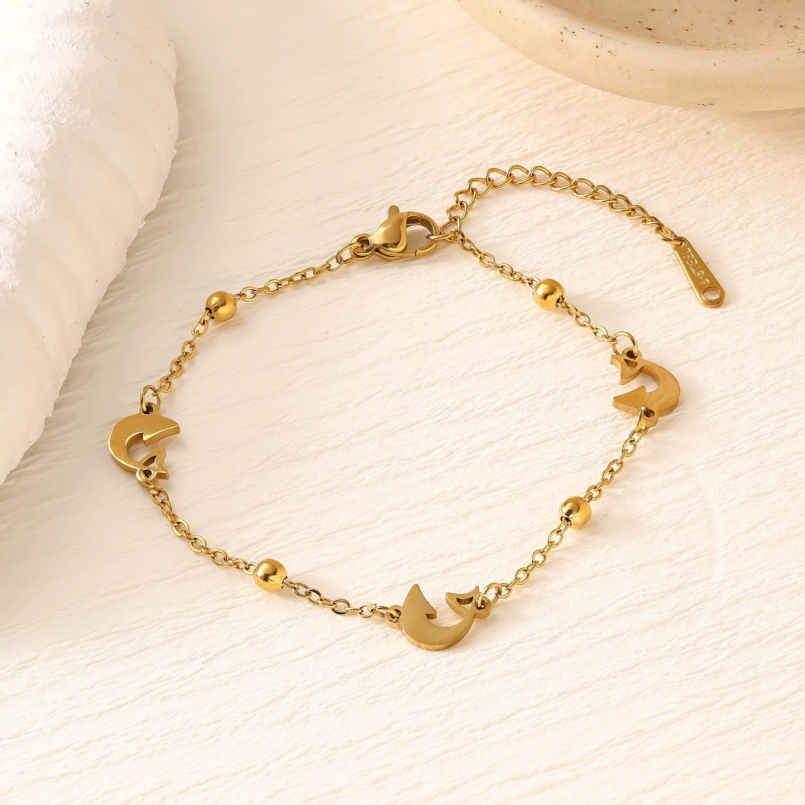Star Moon Heart Clover Titanium Steel Bracelet — 18K Gold Plated