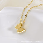 Double-Layer Butterfly Clavicle Necklace — Matte Titanium Steel