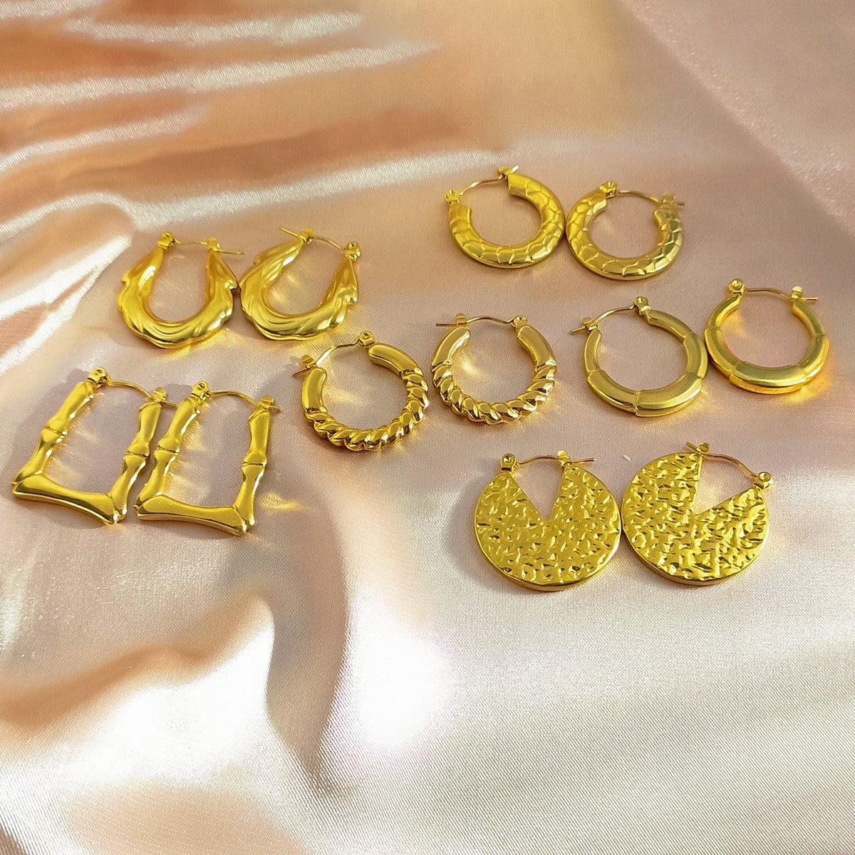 Geometric Irregular Ear Cuff Hoop Earrings — 18K Gold Plated Stainless Steel