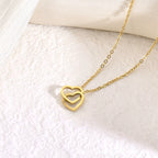 Heart Double Ring Necklace — Love Pendant Choker Chain