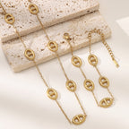 Titanium Steel Bracelet & Necklace Set — 18K Gold Plated Stainless Steel