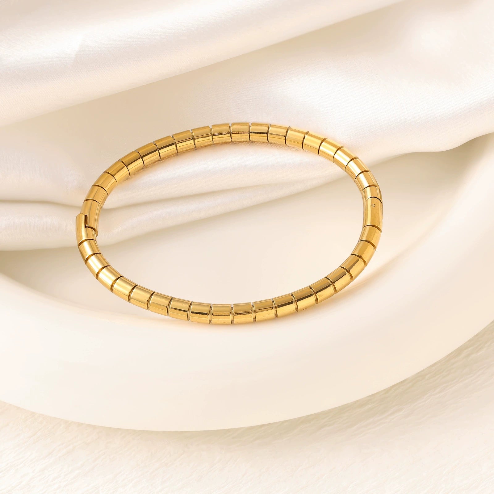 Titanium Steel Bangle Set — 18K Gold Plated Minimalist