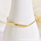 Minimalist Titanium Steel Gold Bent Tube Sliding Bracelet — Adjustable