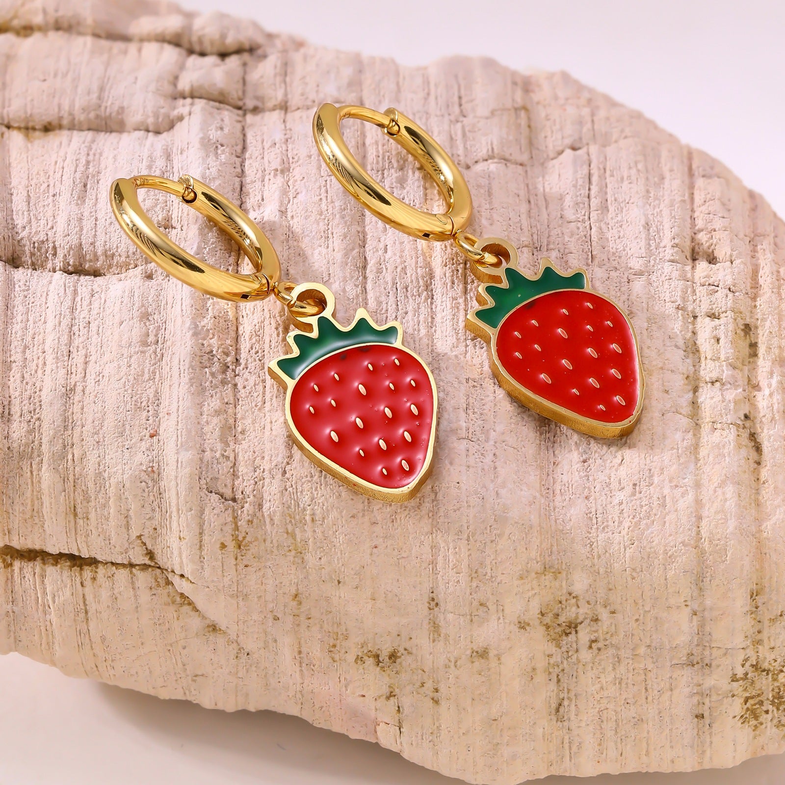 Creative Fruit Strawberry Pineapple Banana Cherry Earrings — Stainless Steel