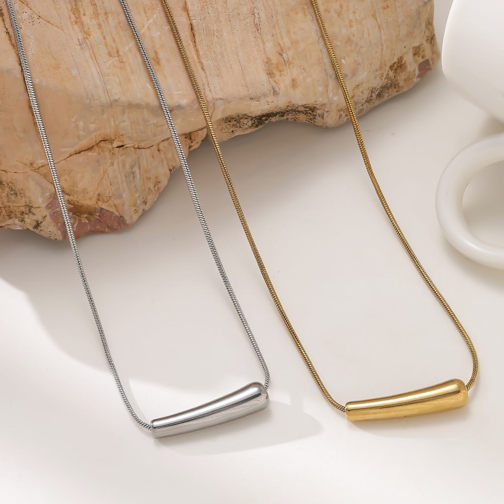 Minimalist Small Eggplant Pendant Necklace — 304 Stainless Steel 18K Gold Plated