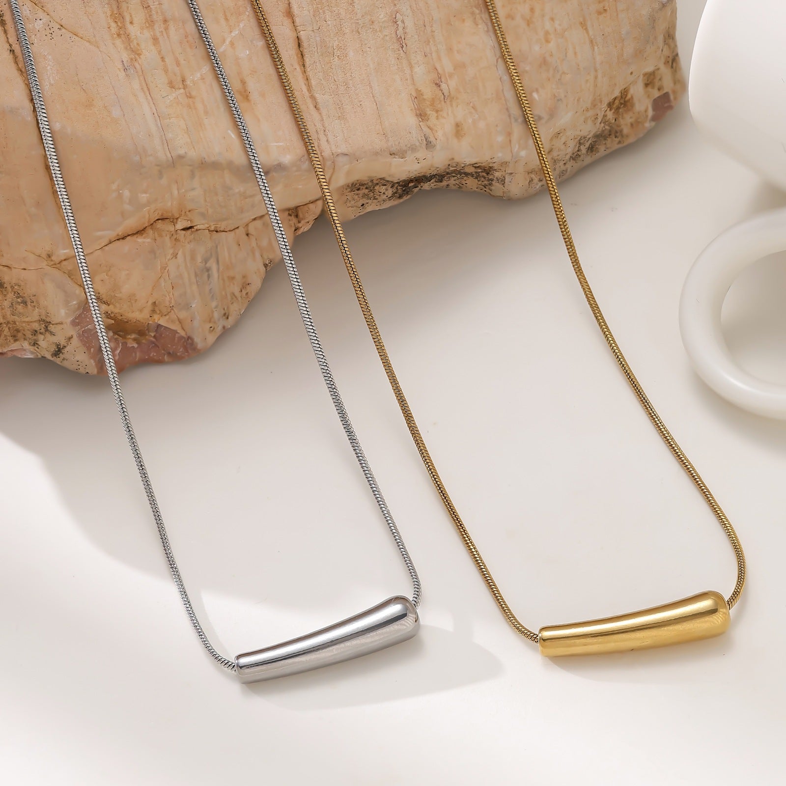 Minimalist Small Eggplant Pendant Necklace — 304 Stainless Steel 18K Gold Plated