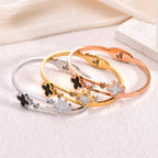 Four-Leaf Clover Bangle — 18K Gold Plated Titanium Steel