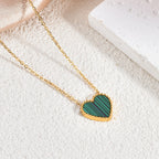 Heart Mother-of-Pearl Clavicle Necklace — Titanium Steel 18K Gold