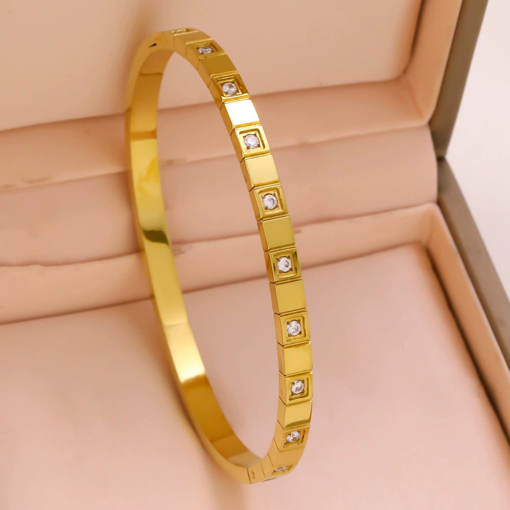 Titanium Steel Bangle Bracelet — 18K Gold Plated Fashion