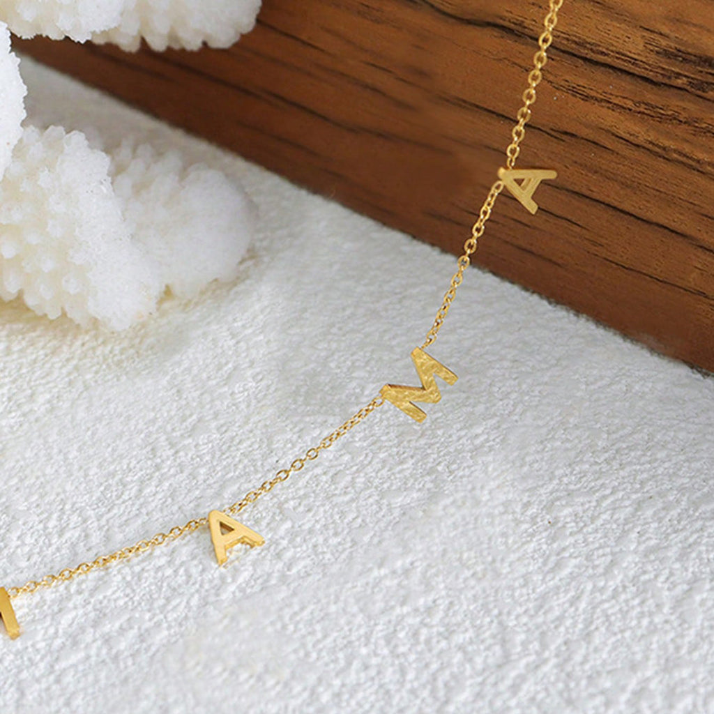 MAMA Letter Lock Clavicle Necklace — 18K Gold 304 Stainless Steel
