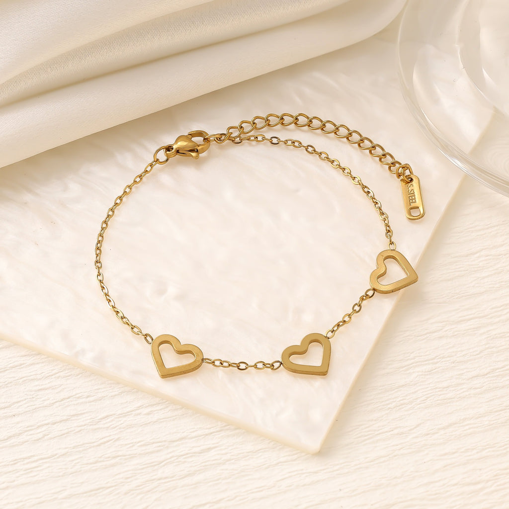 Heart Star Moon Titanium Steel Bracelet — 18K Gold Plated