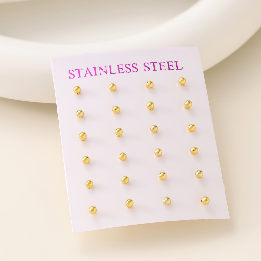 Geometric Zirconia Stud Earrings — 18K Gold Plated Stainless Steel