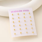 Geometric Zirconia Stud Earrings — 18K Gold Plated Stainless Steel