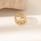 French Vintage Diamond Ring — Titanium Steel Open Band Gemstone