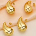 Solid Teardrop Stainless Steel Stud Earrings — Gold Plated