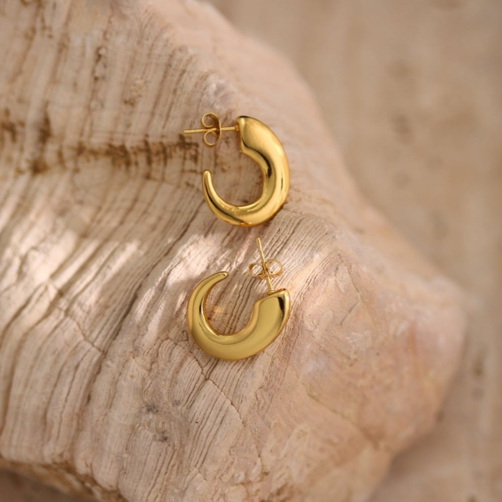 Geometric Hammered Irregular Stainless Steel Earrings — Niche Minimalist