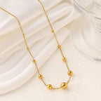 Round Bead Bracelet & Necklace Set — 18K Gold Plated Stainless Steel