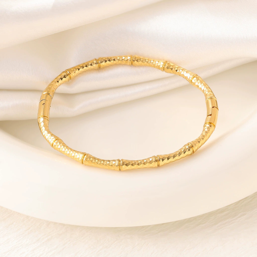 Titanium Steel Bangle Set — 18K Gold Plated Minimalist