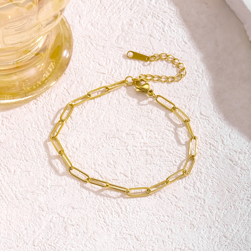 Paperclip Chain Bracelet and Necklace Set — 304 Stainless Steel Hip-Hop Punk