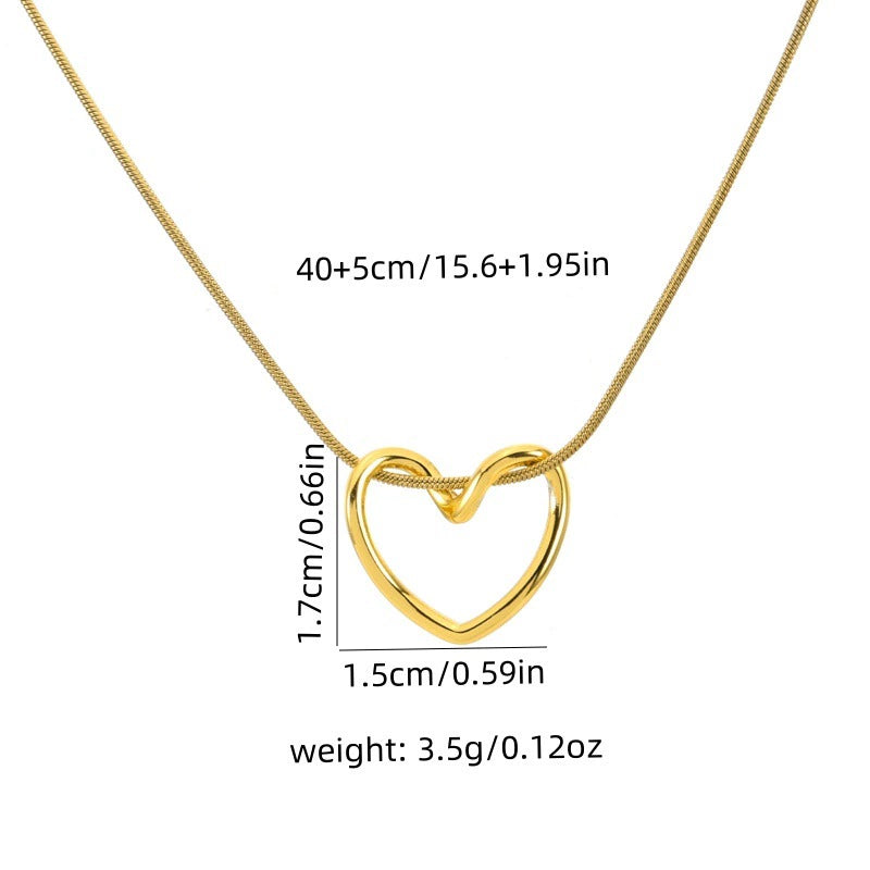 Hollow Butterfly Heart Pendant Necklace — Titanium Steel Choker