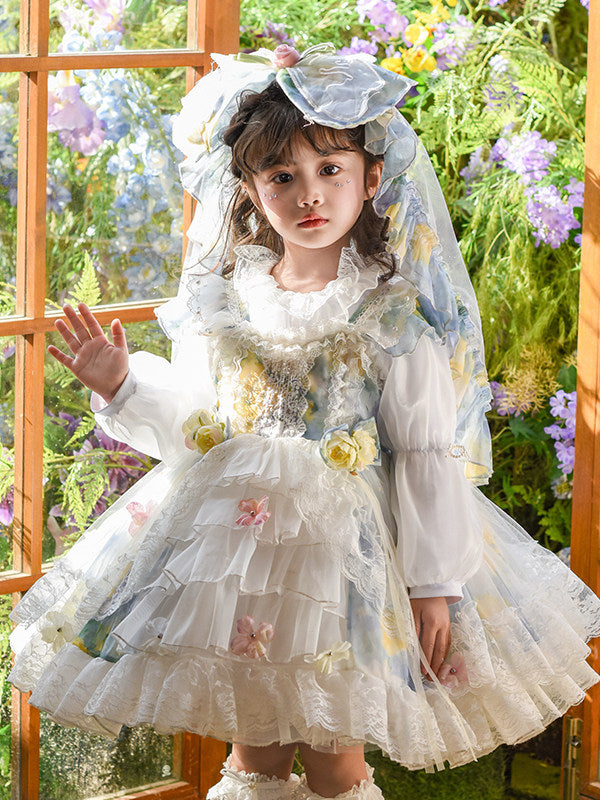 Girls Summer Wizard of Oz Lolita Princess Dress — Fluffy Puff Sleeveless Party Gown for Kids