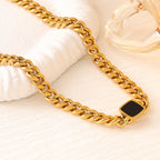 Pearl Shell Zirconia Pendant Necklace — 18K Gold Plated Stainless Steel