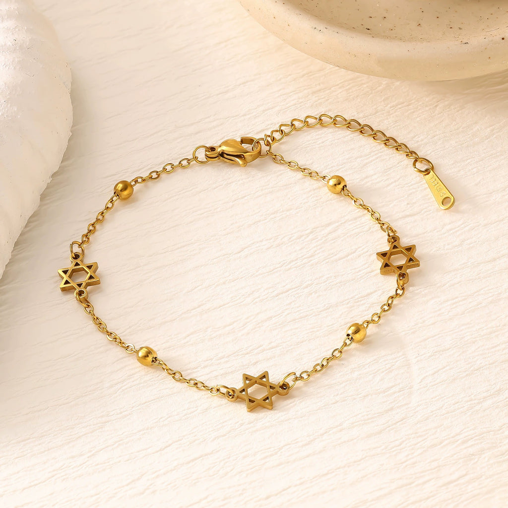 Star Moon Heart Clover Titanium Steel Bracelet — 18K Gold Plated