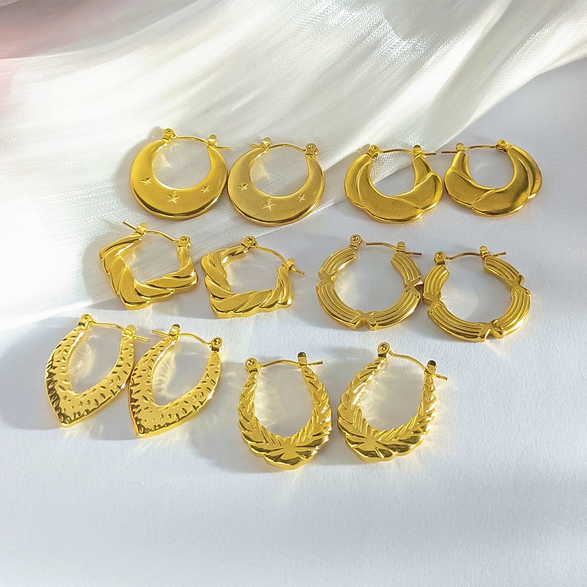 Geometric Irregular Ear Cuff Hoop Earrings — 18K Gold Plated Stainless Steel