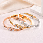 Four-Leaf Clover Bangle — 18K Gold Plated Titanium Steel