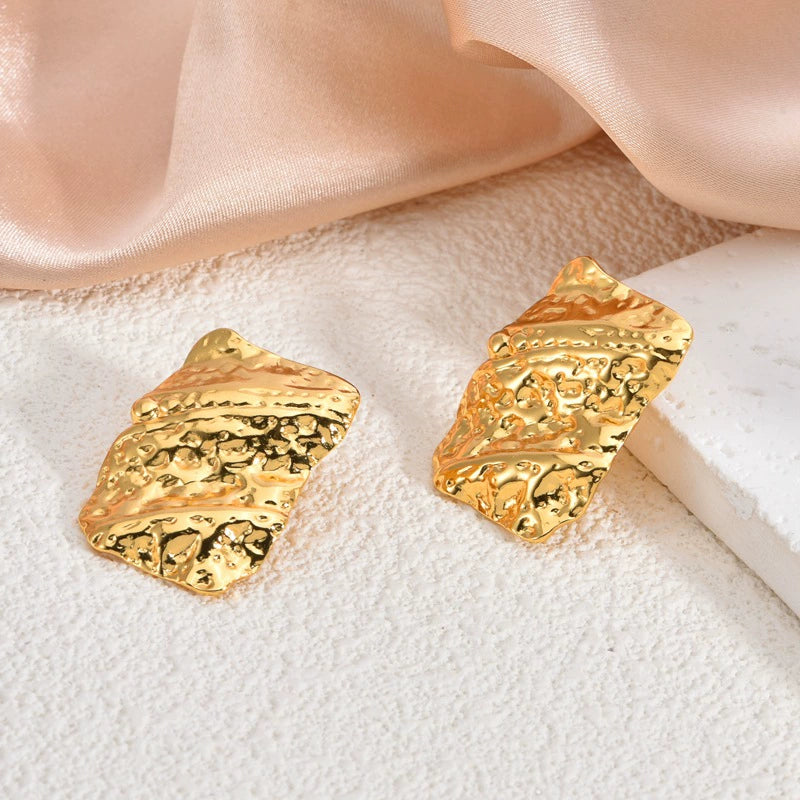 Geometric Irregular Stud Earrings — 18K Gold Plated Titanium Steel