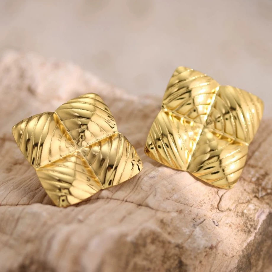 Retro Geometric Oil-Pressed Stud Earrings — 16 Styles Stainless Steel