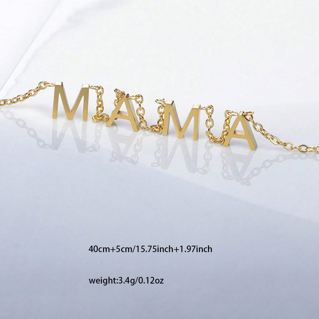 MAMA Letter Lock Clavicle Necklace — 18K Gold 304 Stainless Steel