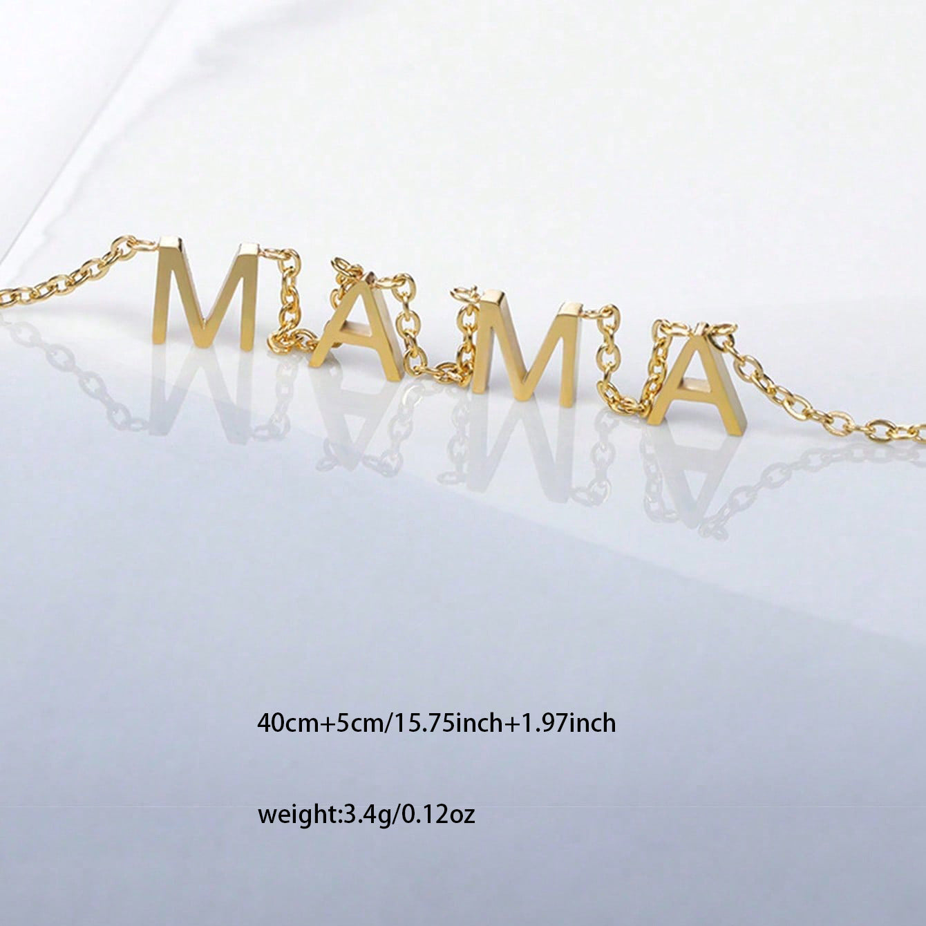 MAMA Letter Lock Clavicle Necklace — 18K Gold 304 Stainless Steel